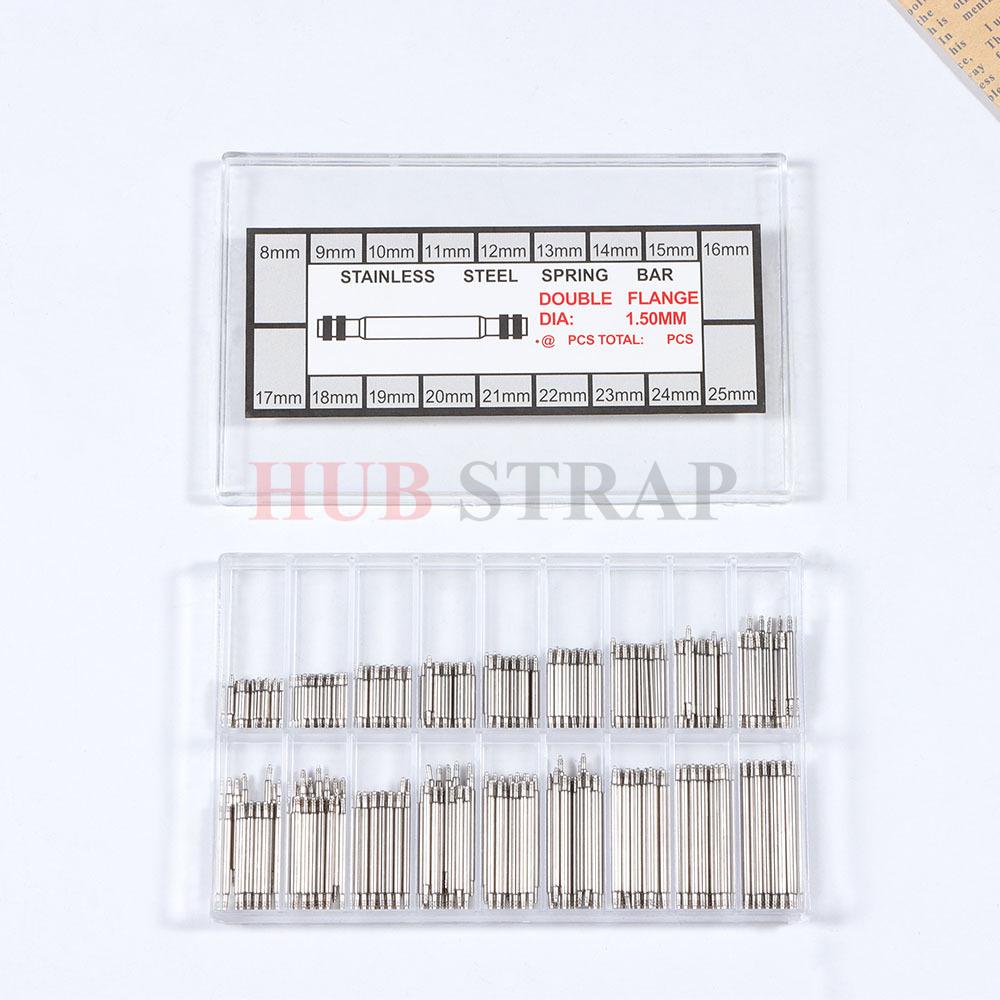 360pcs/set Dia 1.5mm/1.8mm Spring Bars Strainless Steel Length 8mm- 25mm Watchband Metal Link Pin Watch Strap Repair Tools Pin