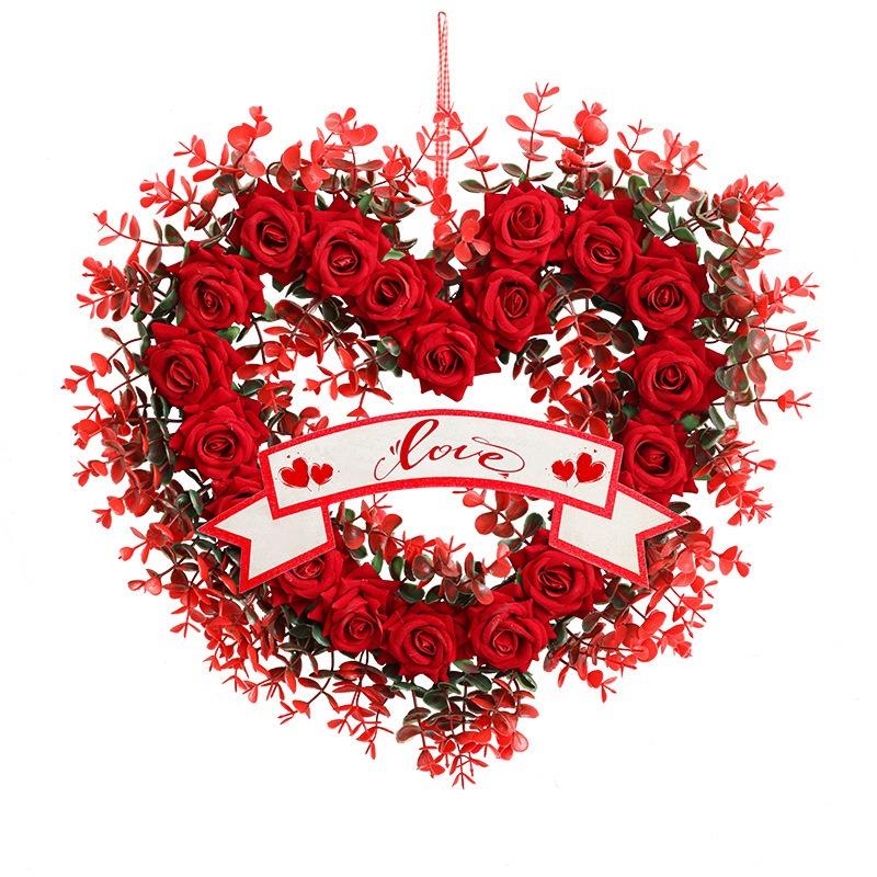 Heart-shaped Red Rose Wreath | Plastic and Paper Materials, Ideal for Valentine'S Day, Weddings, Bridal Showers, Birthdays