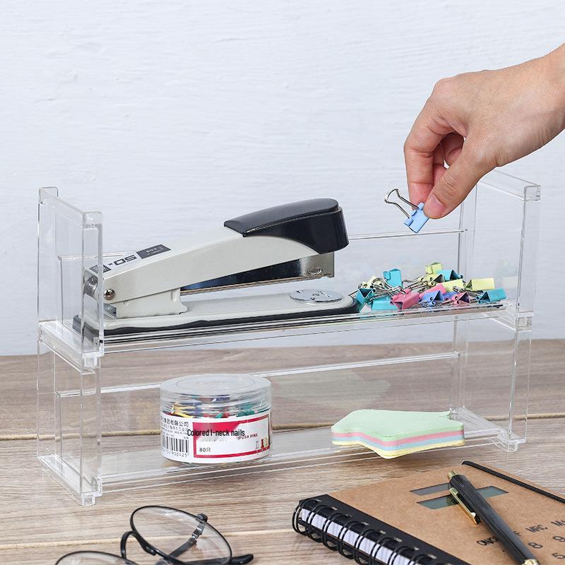 Japanese-Style Makeup & Skincare Organizer: Dustproof Desk Rack with Lipstick Holder