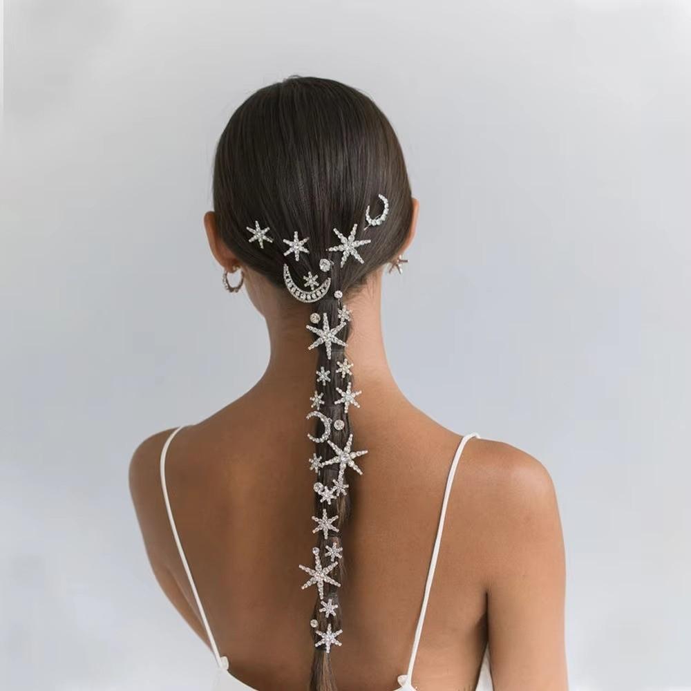 Moon Stars Star Moon Hair Clips Set Crystal Rhinestone Hairpin  Wedding Hair Accessories