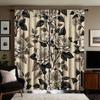 2pc  black and white floral print curtains   polyester fabric   machine washable   suitable for bedroom living room decoration