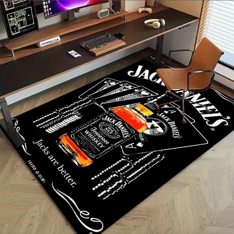 Jack Daniel'S Poker Night Carpet For Playroom Bedroom Living Room Sofa Home Decorkids Game Area Rug Nonslip Floor Mat