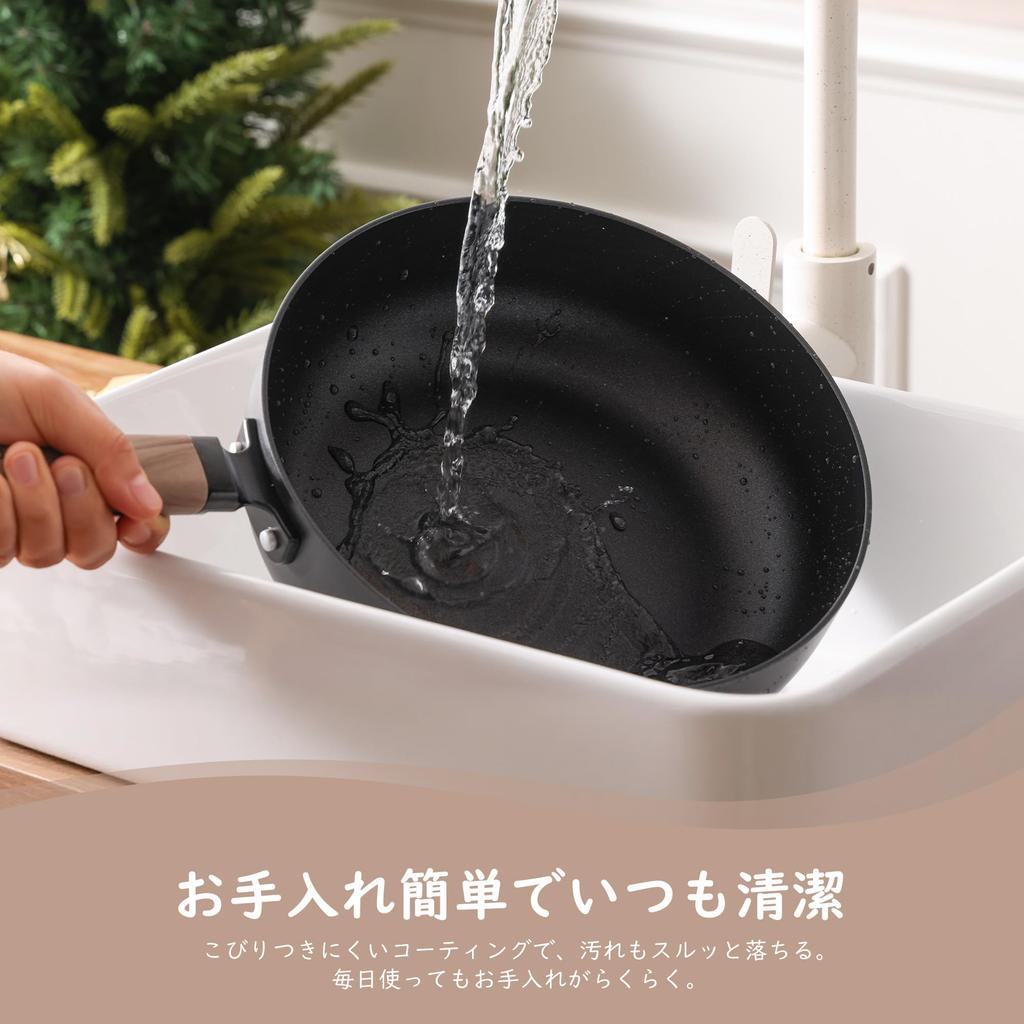 SENSARTE Deep Frying Pan 24cm, IHGas Compatible, Non-stick, PFOA-Free, Glass Lid Included, Even Heating, Stir-fry Pan, One-Year Warranty, Black