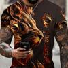 Men's Crew Neck Print Fierce Animal Pattern Oversized Men's Shirt Y2K Style Fashion Breathable Refreshing Short Sleeve