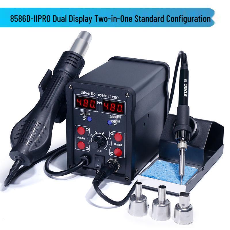 8586D High-Power 2-in-1 Desoldering Station: Constant Temperature Hot Air & Soldering Iron for Mobile Phone & Computer Chip Repair.
