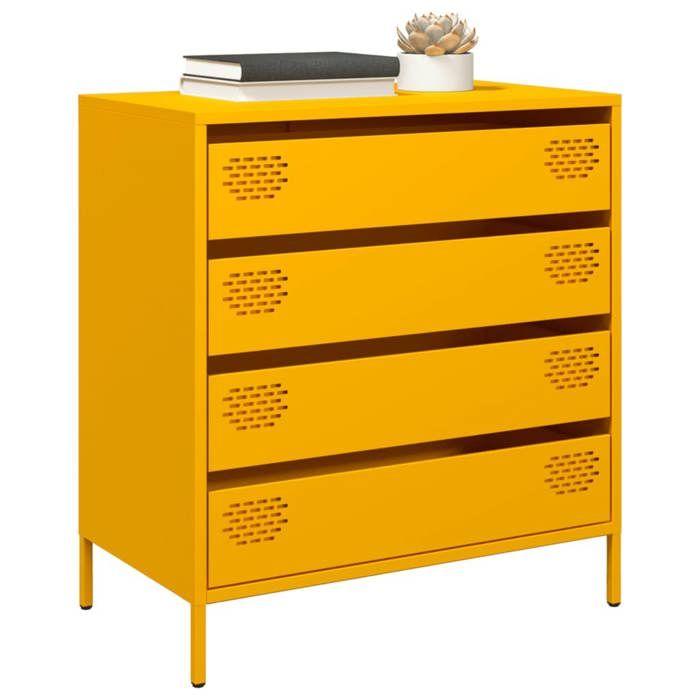 VidaXL Buffet jaune moutarde 68x39x73,5 cm acier laminé à froid, meuble de rangement, meuble de rangement de cuisine, meuble 851289
