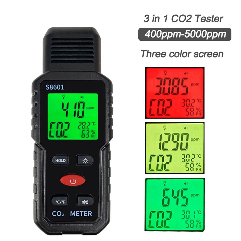 BHBL  CO2 Meter Air Quality Monitor Handheld 5000Ppm CO2 Monitor Measurement Carbon Dioxide ℃/℉ Detector S8601A