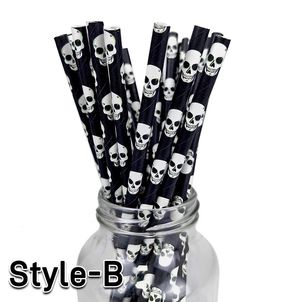 500pcs Halloween Party Favors Paper Straws Black and Orange Party Biodegradable Drinking Stripe Straws for Halloween