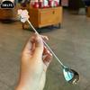 Stainless Steel Japanese Cherry Blossom Spoon Exquisite Dessert Long Handled Ice Spoon Household Bird's Nest Mixing Spoon