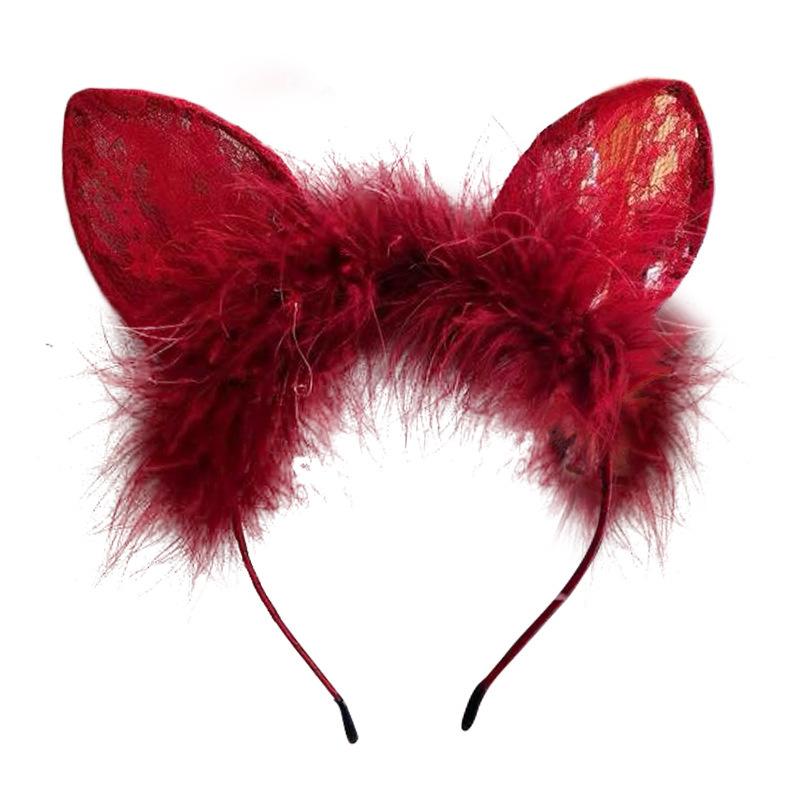 Halloween party costume ball headgear lace veil Internet celebrity cute cat rabbit ears headband hairpin