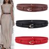 European & American Women's Trendy Wide Waistband Pin Buckle Dual-Use Leather Belt for Coats & Jackets