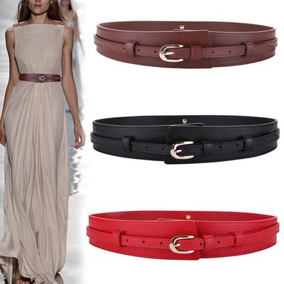 European & American Women's Trendy Wide Waistband Pin Buckle Dual-Use Leather Belt for Coats & Jackets