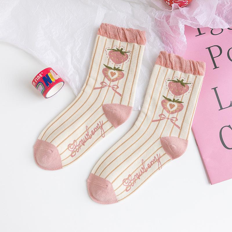 

Женские весенне-осенние мультяшные дышащие хлопковые носки до щиколотки в студенческом стиле 1 pair