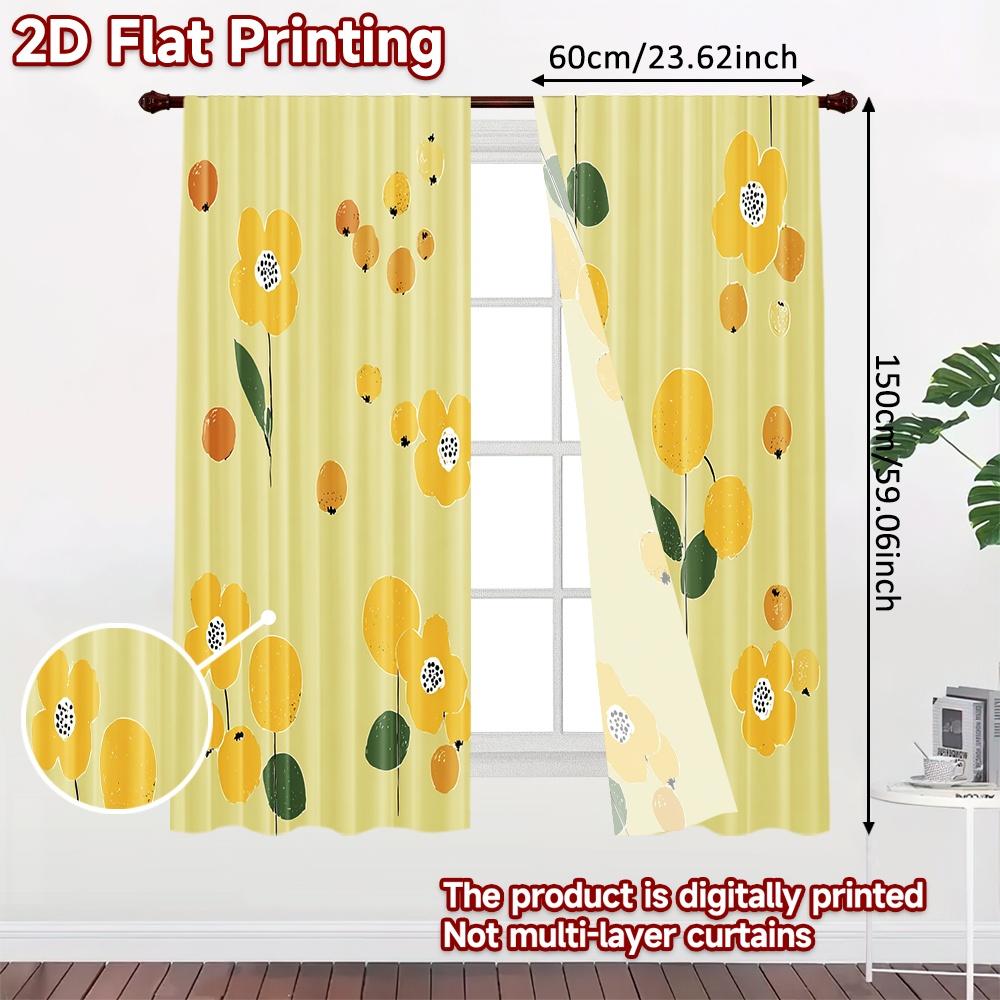 2D FLAT PRINTING 2pcs Curtains (Without Rod) Floral Spring Delight (3) April Fools is Day holiday curtains with digital printing