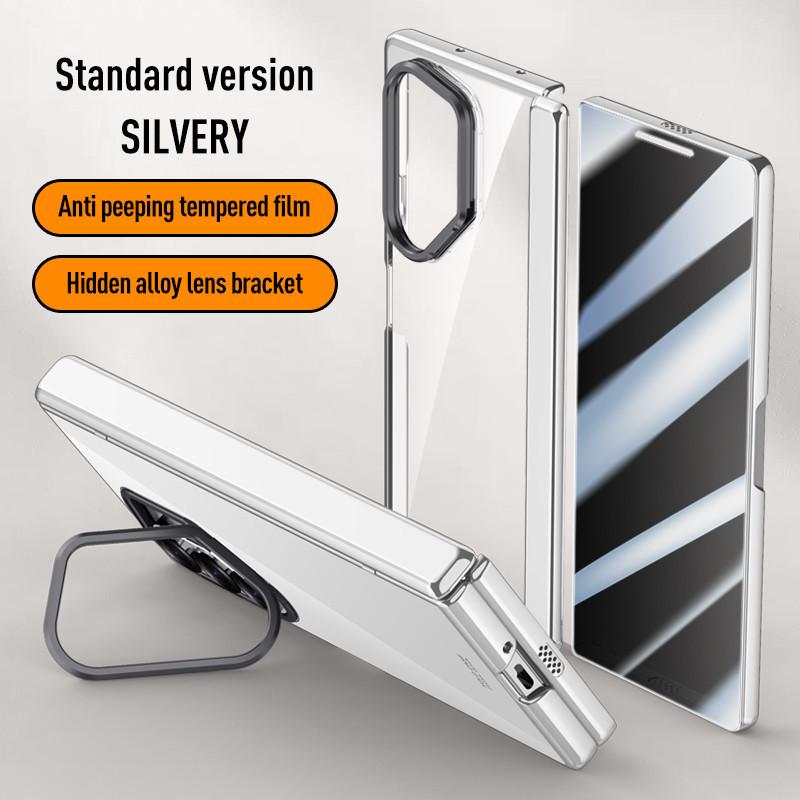 Lens Protect Stand Magnetic Phone Case for Samsung Galaxy Z Fold 6 5G Magsafe Electroplated Hinge Clear Metal Ring Holder Cover
