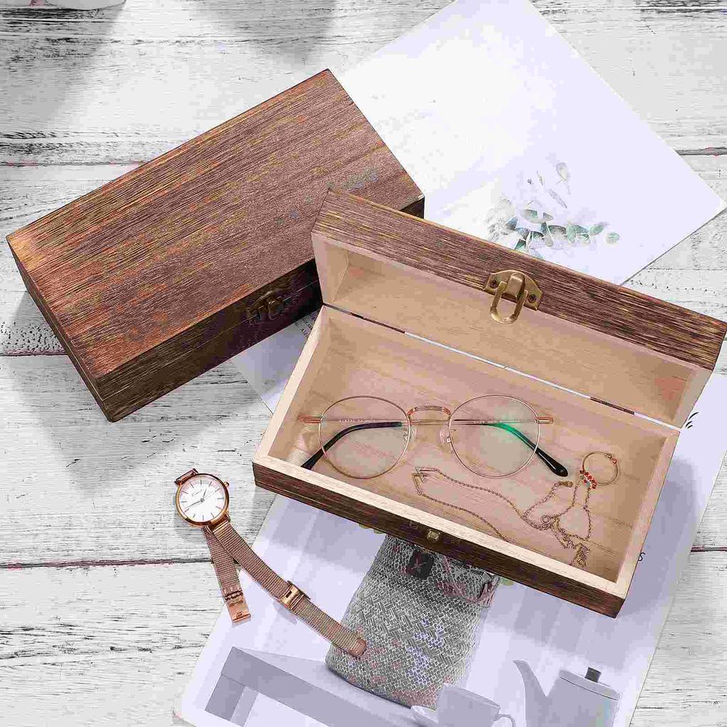 1 Set 2Pcs Retro Wooden Gift Packing Boxes Creative Oblong Gift Storage Boxes Jewelry Box Preserved Flower Box