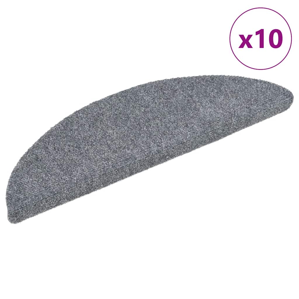 Self Adhesive Stair Mats 10 pcs Light Grey 56 x 17 x 3 cm