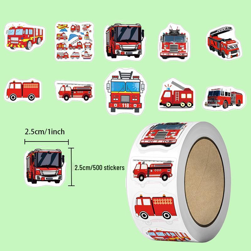 500 Cartoon Construction Vehicle Stickers for Kids - Fun DIY Stationery & Notebook Decor