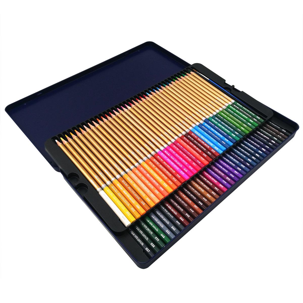 Water-Soluble 72-Color Korean Colored Pencil Art Set with Brushes Water-soluble colored pencils