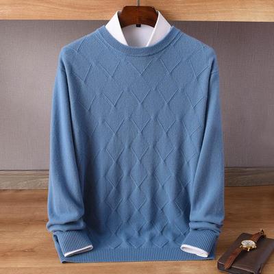 Men's Cashmere Sweater - Autumn/Winter Collection: Round Neck, Loose Fit, Solid Color, Business Casual Knitted Pullover