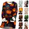Long Sleeve Fleece Lined Pullover Sweatshirt with Halloween Print Thickened Sherpa Lining Warm Casual Loose Fit Top for Women Autumn Winter