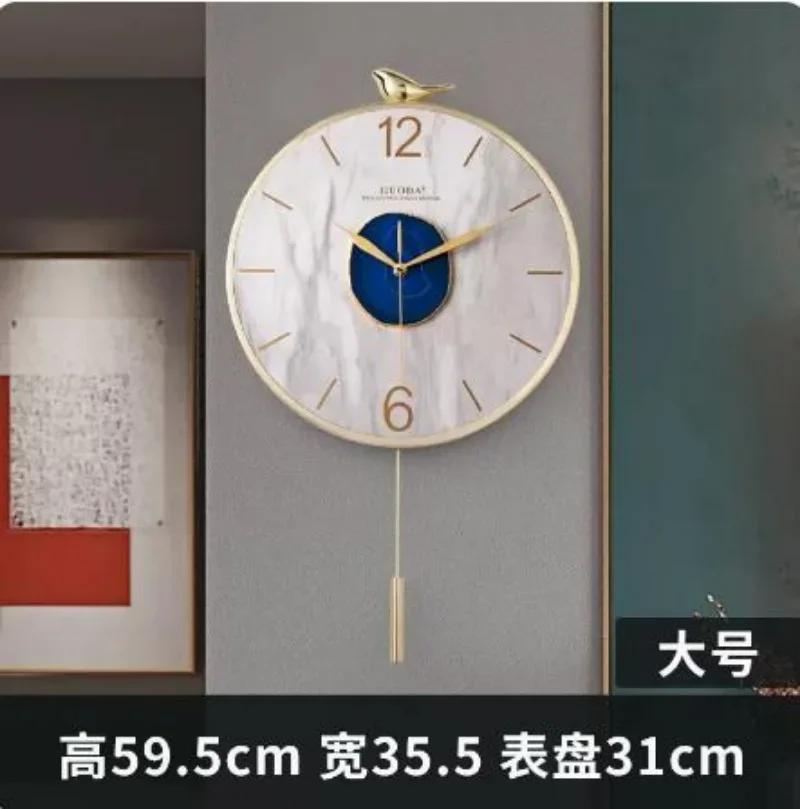 Nordic Wall Clock Metal Agate Living Room Decoration Wall Watches Home Decor Mute Creative Luxury Glod Kitchen Clock Undefined