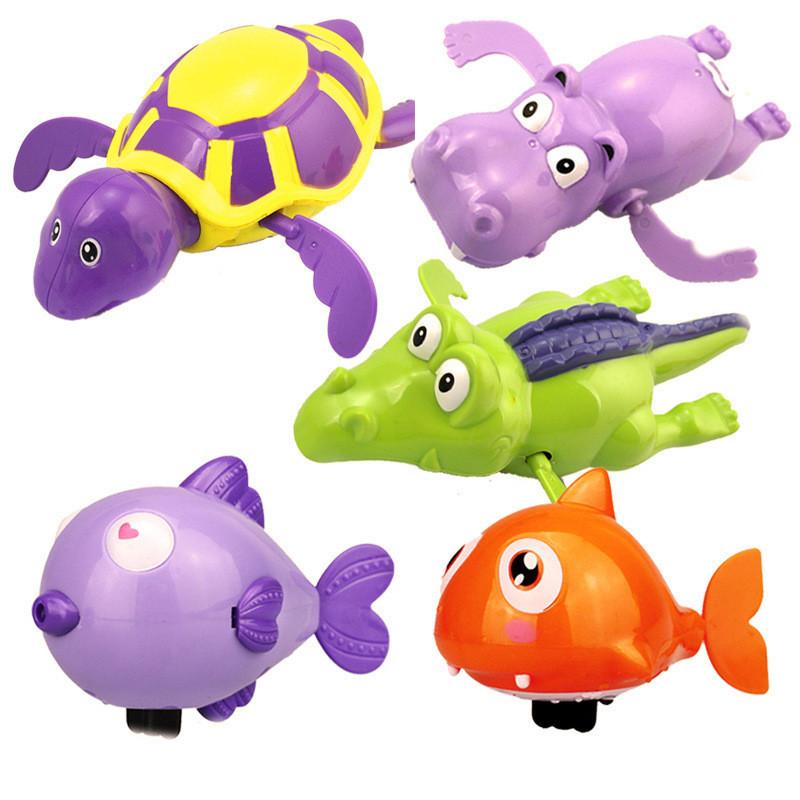 Children's Cute Swimming Turtle Wind-up Toy With Chain Bath Toy Baby Water Play Toy Night Market Stall