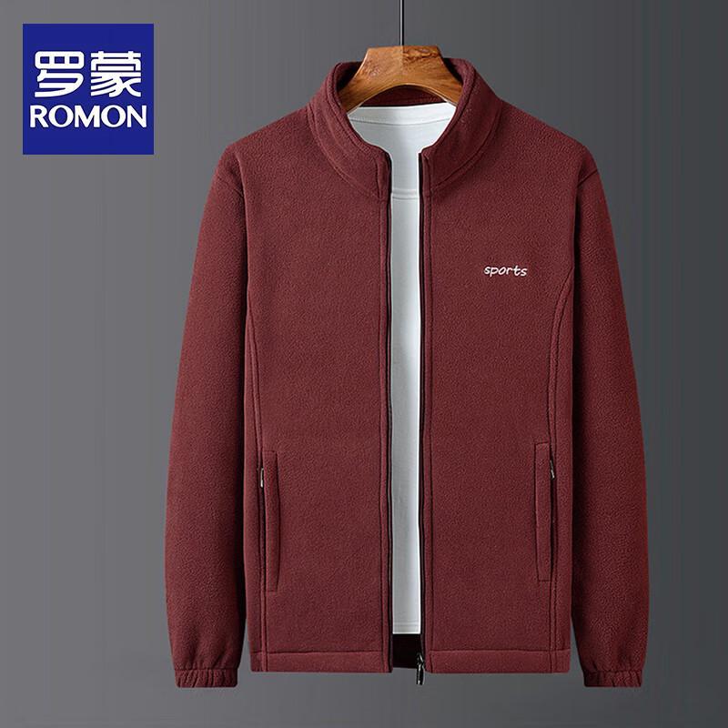 ROMON Men's Fleece Stand-Collar Casual Jacket