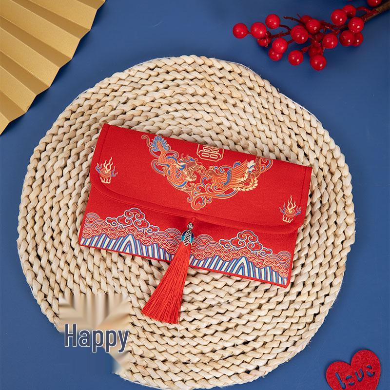 

2023 Red Fabric Wedding Envelope: Creative Engagement & Betrothal Money Bag