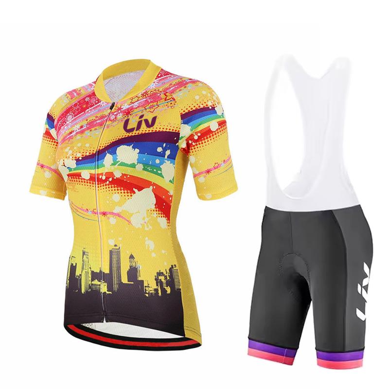 LIV Summer Women's Cycling bib sponge pad ycling sportswear short sleeved cycling jersey quick drying cycling set