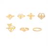Vintage Gold Color 7 Pcs Stackable Ring Set for Women Elegant Virgin Mary Cross Heart Crystal Religious Fashion Jewelry Gifts