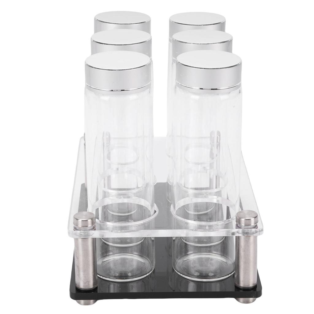 6PCS Coffee Beans Storage Tubes High Borosilicate Glass Coffee Bean Cellars with Display Stand for