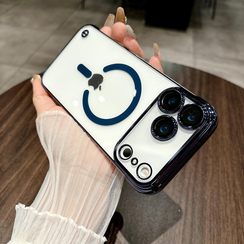 Applicable To Apple 17 ProMax Frameless Magnetic Suction Phone Case Electroplated Iphone16 Transparent Anti Fall 15 Protective Case