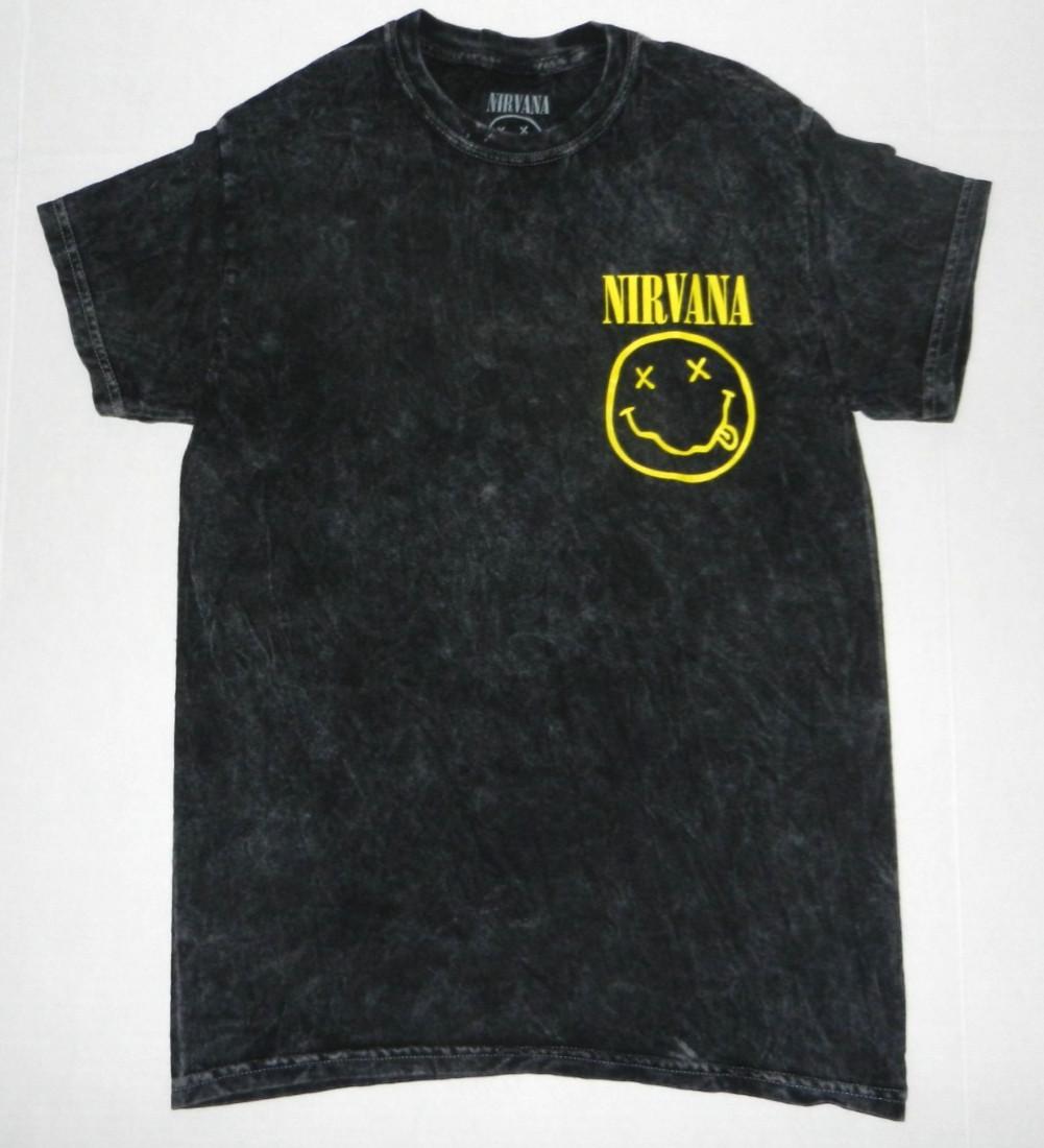Nirvana Smiley Face Acid Wash T-Shirt New S