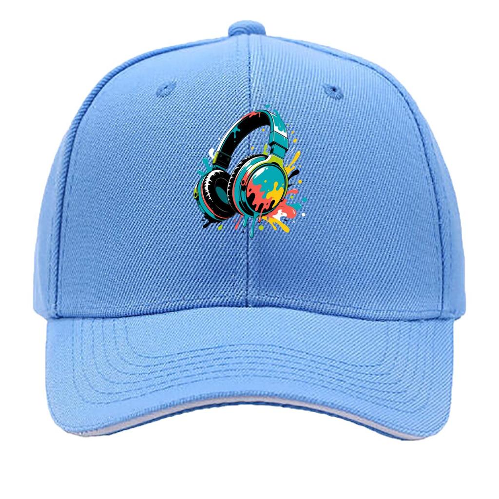 Abstract Neon Headphones Splash Artw Sandwich Baseball Cap Sun Cap Outdoor Workouts Hat