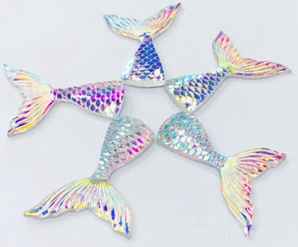5pcs/set DIY Resin Plated Bottom AB Mermaid Tail Earrings Necklace Bracelet Clothes Decoration Accessories