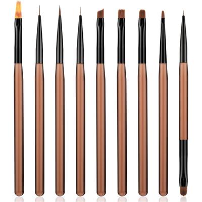 9PCS UV Gel Nail Brush Set – Liner, Square, French, Flat, Pointed Oval Brushes – Professional Manicure Acrylic Drawing Tools – 153mm