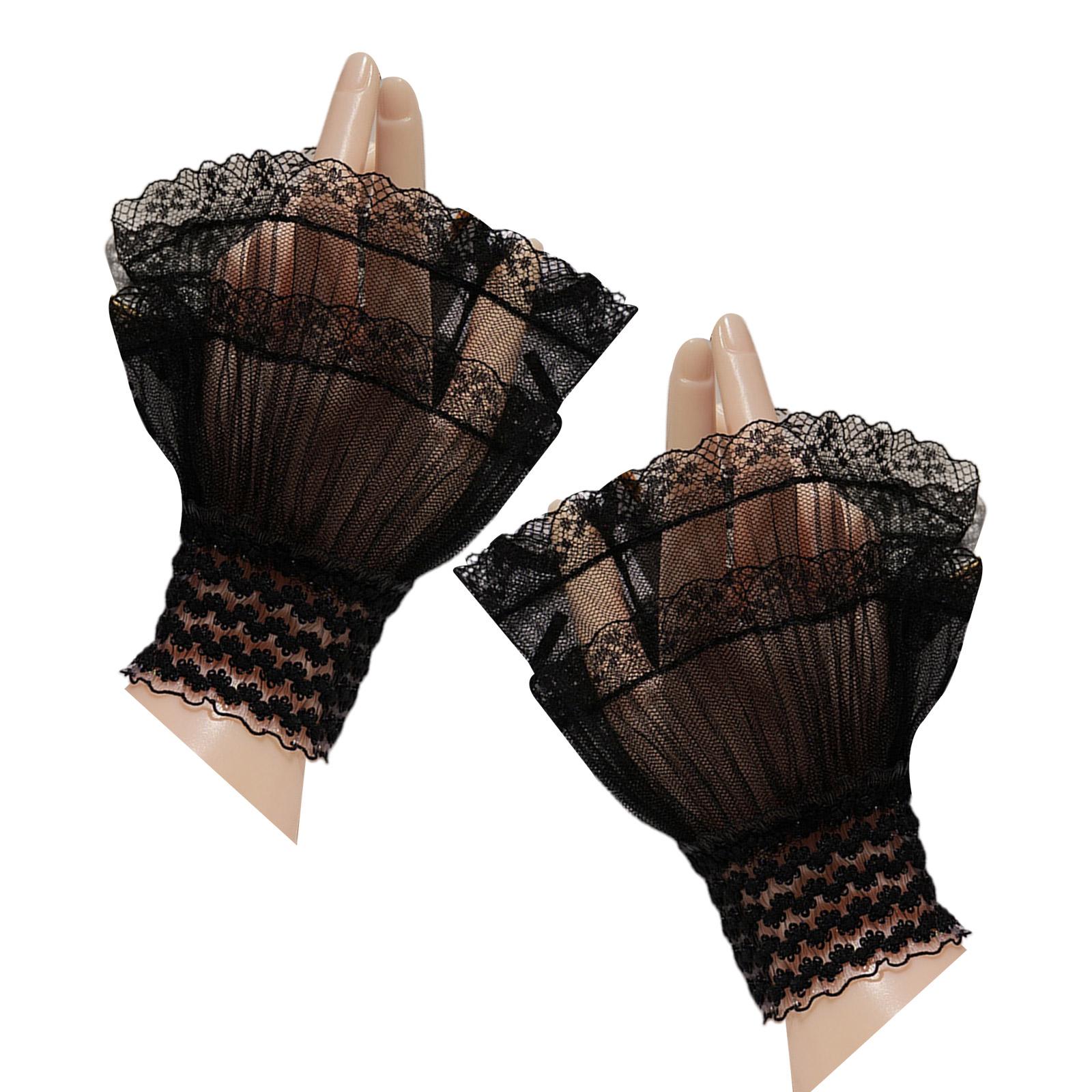 

Wrist Cuffs for Women Pleated Lace Cuffs Detachable Shirt Fake Sleeve Cuffs Anti-uv Wedding Cuffs Accessories