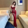 Sexy nightclub women's perspective evening dress high-end suspender fishtail sauna technician long dress night bar performance suit