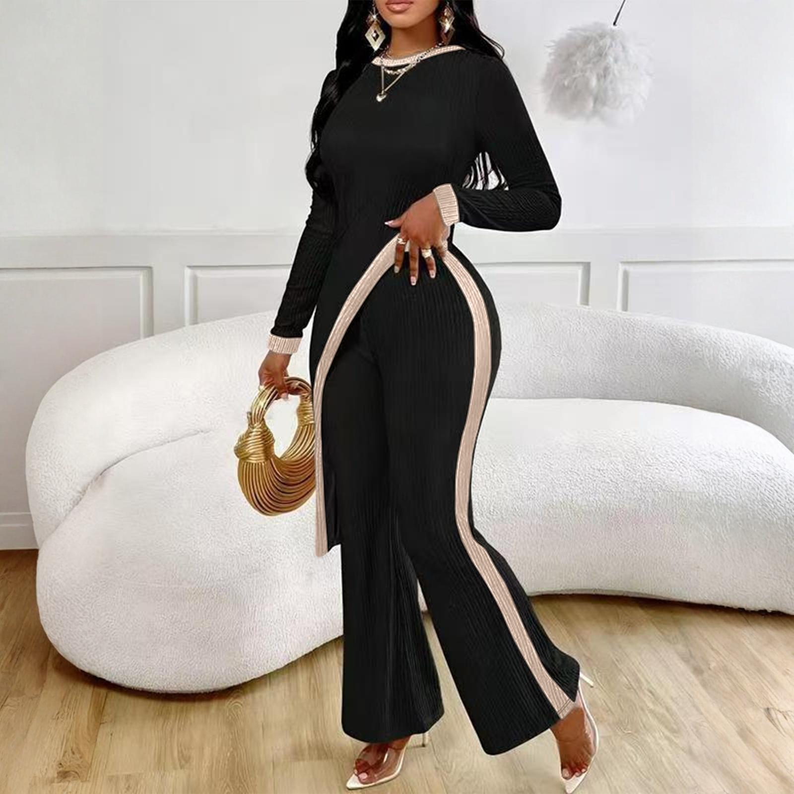 

Комплекты из двух вещей для женщин, повседневные свободные рубашки с длинным рукавом и шорты на кулиске с высокой посадкой, спортивный костюм, осенние наряды S чёрный