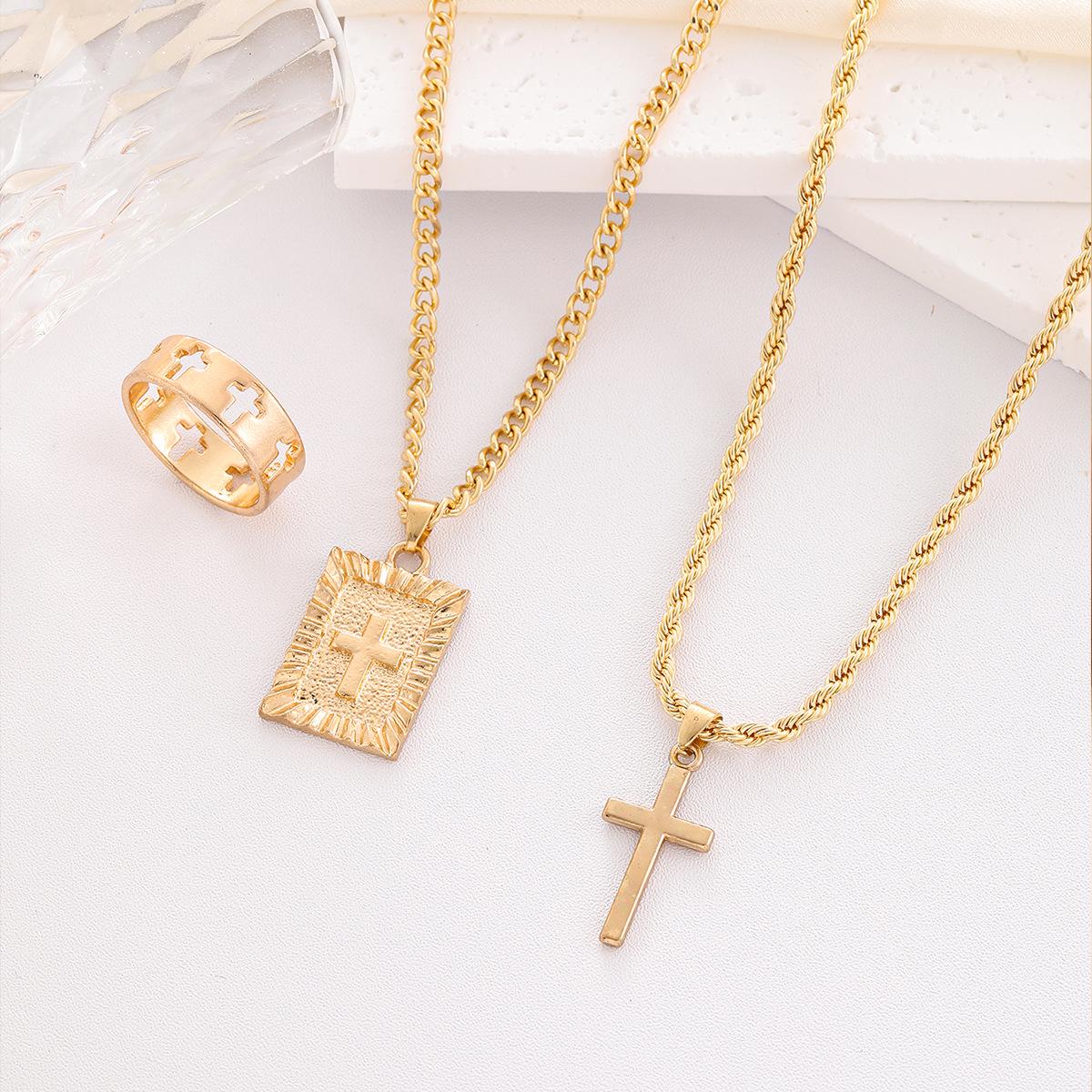 

Модный комплект украшений в виде креста: Ожерелье, кольцо и цепочка - коллекция из 3 предметов