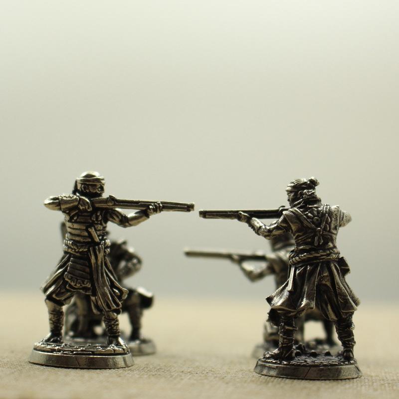 Pure Copper Japanese Shogunate Samurai Ancient Soldier Musketeer Toy Table Games Car Decoration Figure