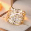Gorgeous Inlaid White CZ Women's Ring Aesthetic Gold Color Geometry Daily Wear Party Jewelry Anniversary Gift