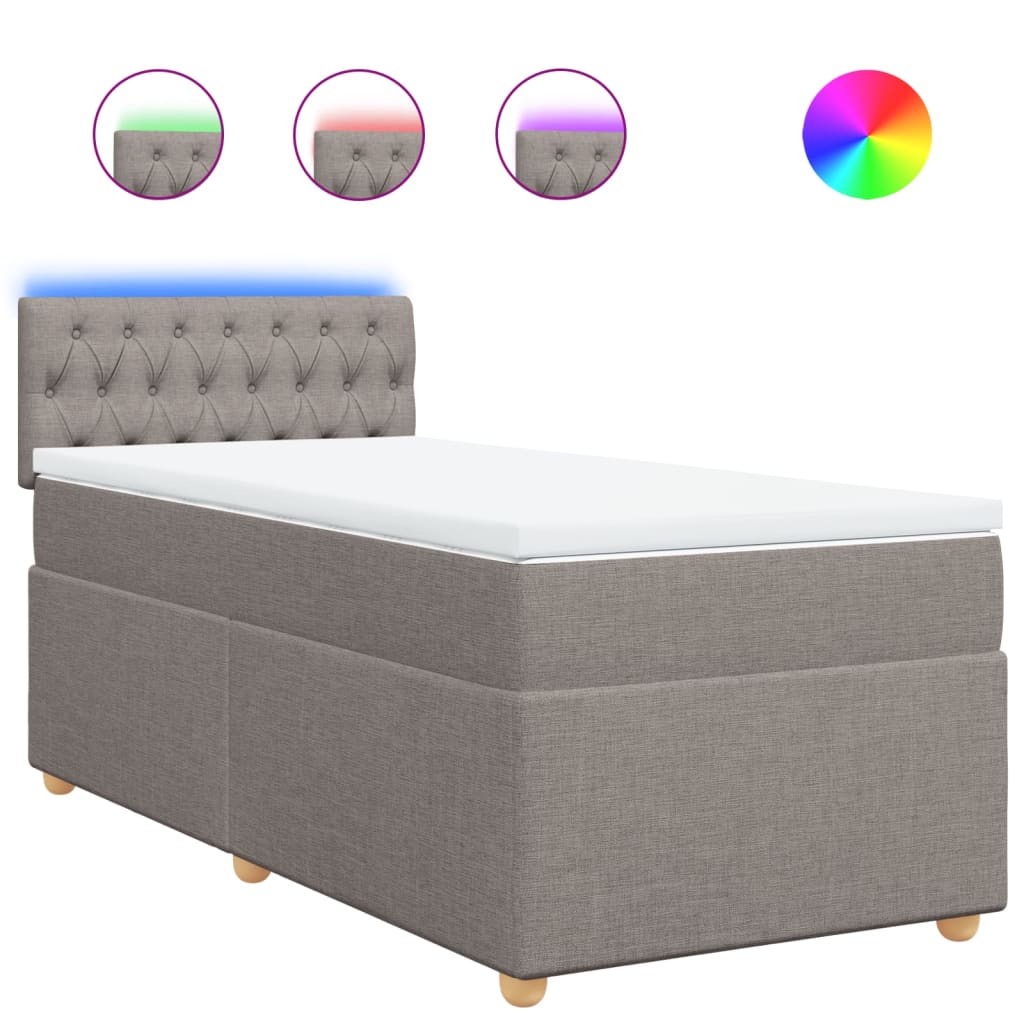 Box Spring Bed with Mattress Taupe 90 x 190 cm Fabric