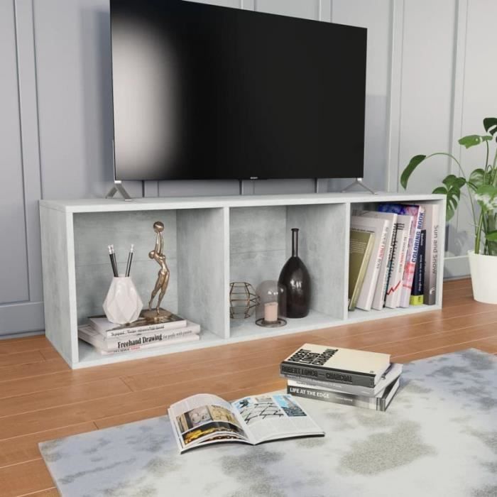 Bibliothèque - VidaXL - Gris béton - 3 étagères - 36 x 30 x 114 cm - Meuble polyvalent