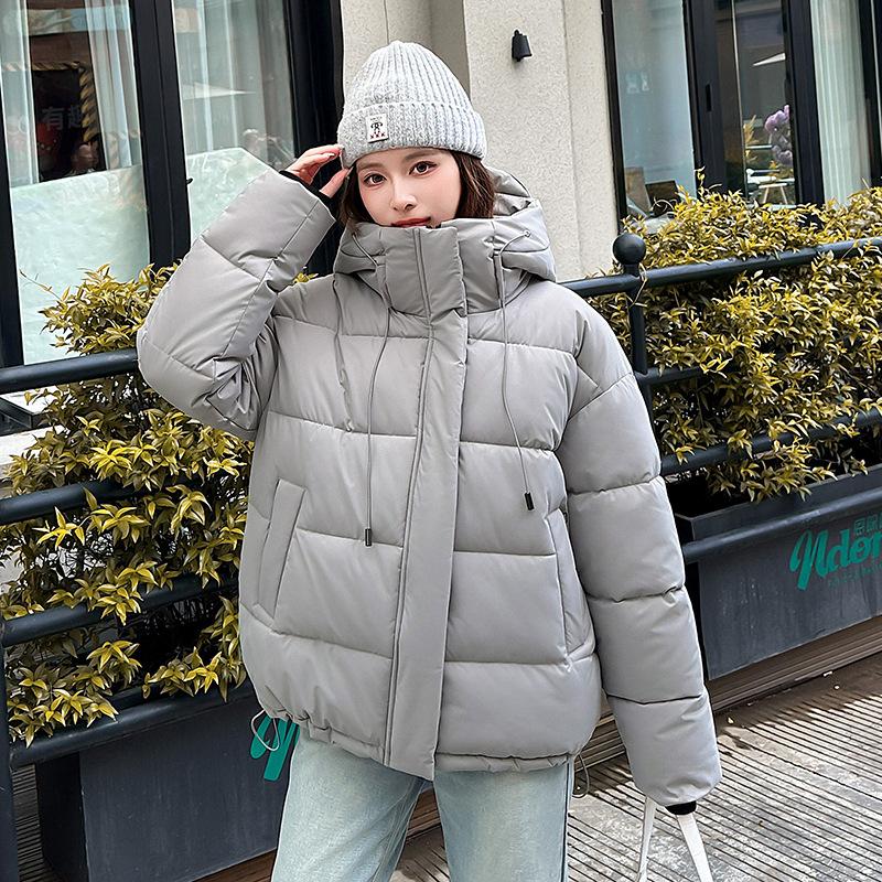 

Осень-зима, утепленная теплая парка, женская повседневная милая однотонная Свободная куртка с капюшоном и большим карманом, верхняя одежда XXL серый