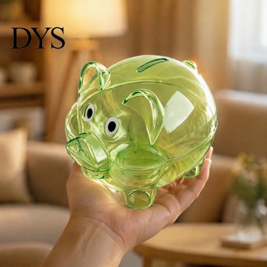 Snadno přístupná kasička Nerozbitný plast pro děti, Průhledný tvar prasátka na hotovostní mince Dětská spořicí nádoba Banka, Krabička Dekorace do školky Ložnice Kreslený