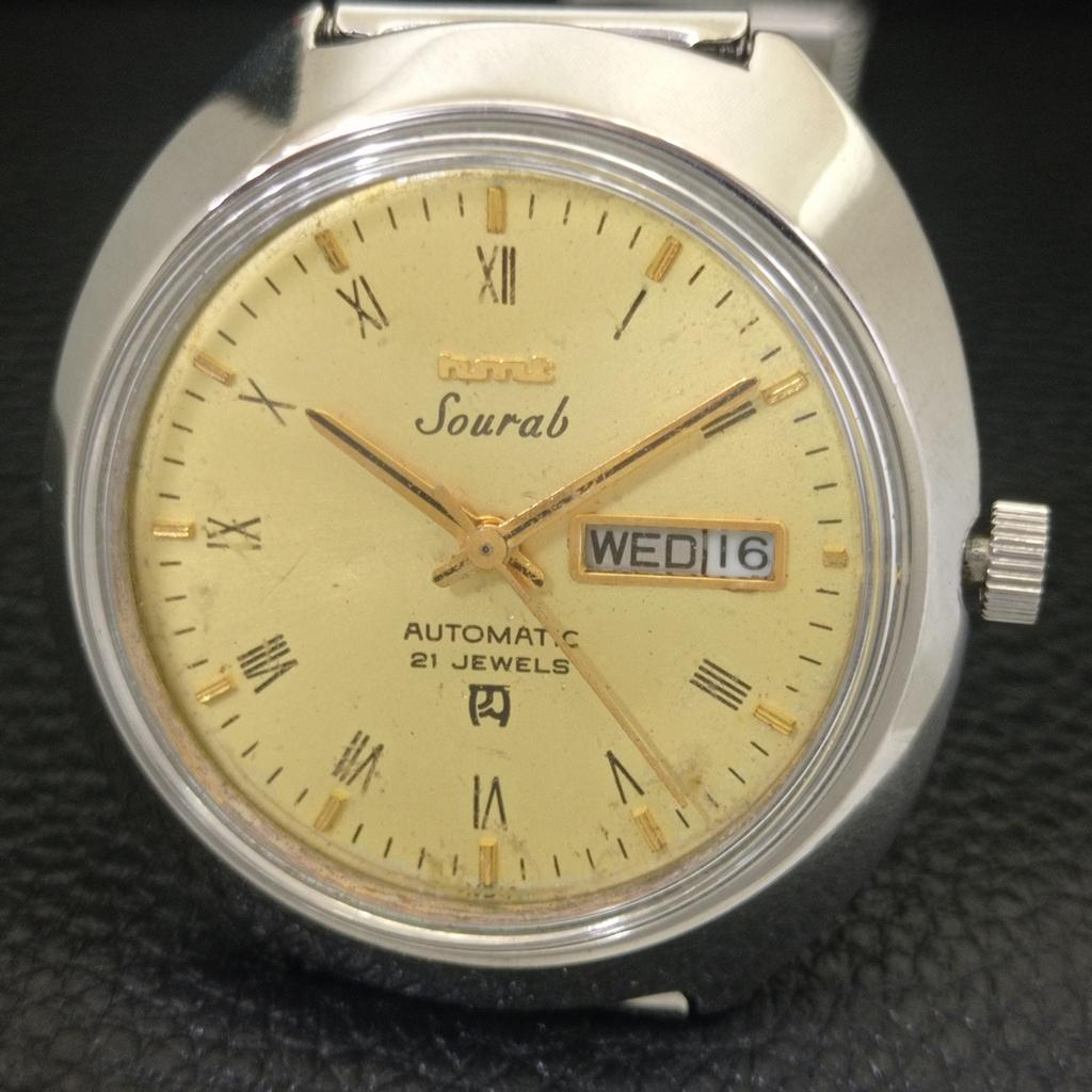 AUTOMATISCHE VINTAGE HMT SOURABH 6501 INDISCHE HERREN ORIGINAL ZIFFERBLATT UHR a703280-1