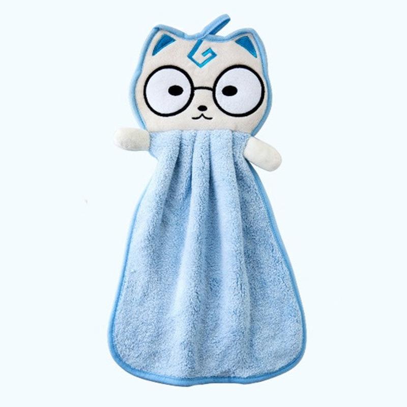 

Милый кот, подвесное полотенце для рук, кухонный туалет, ванная комната, впитывающее мультяшное полотенце для рук, бытовая ткань для мытья посуды синий