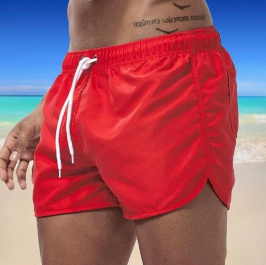 Men's Beach Shorts Red for Summer Swimming and Beach Activities